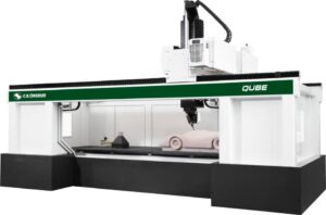Q-Series F144Q12 high-speed 5-axis CNC router by C.R. Onsrud, machining a large model with precision and efficiency.