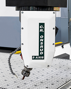 5-Axis Spindle with Continuous C Axis on C.R. Onsrud CNC Machine 5-axis spindle with Continuous C Axis on a C.R. Onsrud CNC machine used for precise multi-directional machining.