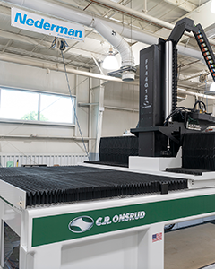 F144Q12 CNC machine featuring roof bellows for superior dust collection, ensuring a clean and efficient machining environment.