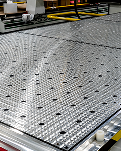 C.R. Onsrud F146ES15 CNC machine featuring a durable aluminum grid table for precise material holding.