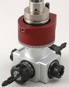 Quattro Aggregate tool for CNC machining by C.R. Onsrud, featuring multiple collet holders for high-efficiency multi-axis routing applications.