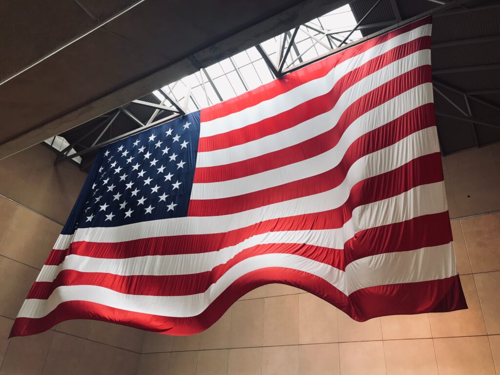 American Flag in a building.