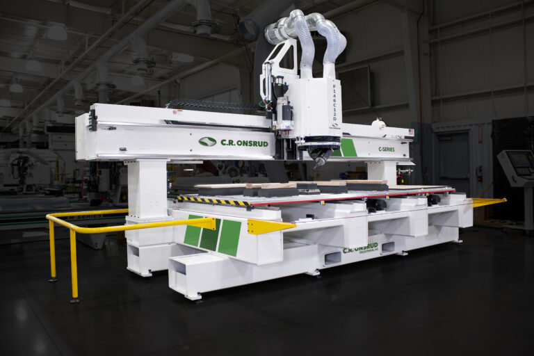 C-Series 146C12D 5-axis CNC router with dual-table pendulum processing system for high-efficiency machining.