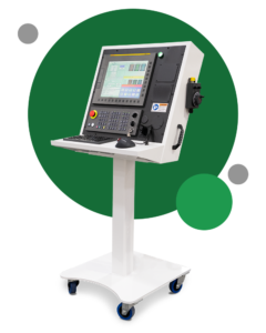 Rolling control station with HMI interface for operating C.R. Onsrud CNC machines.
