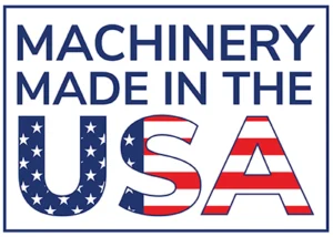 Logo with the text 'Machinery Made in the USA' featuring American flag colors.